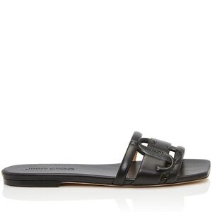 Jimmy Choo Laran black leather slide sandal in 35